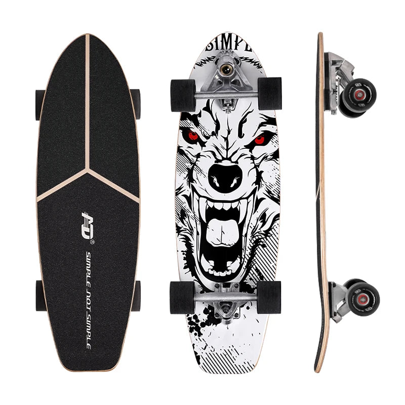 Tabla de Surf Skate Profesional de 8 Capas de Arce Ruso con Patrón Colorido para Calle, Cruiser, Land Surfskate y Uso en Exteriores