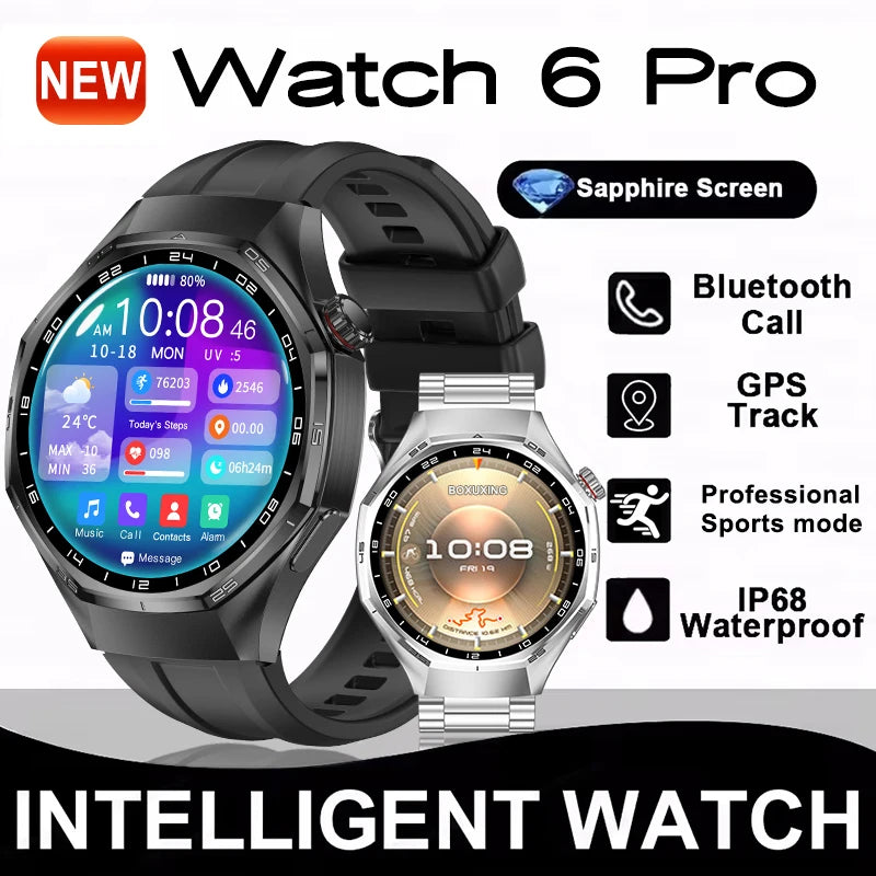 Reloj inteligente 2026 Nueva Versión Global Watch 6 Pro GPS para hombre, pantalla AMOLED, seguimiento deportivo, llamada Bluetooth, smartwatch resistente al agua