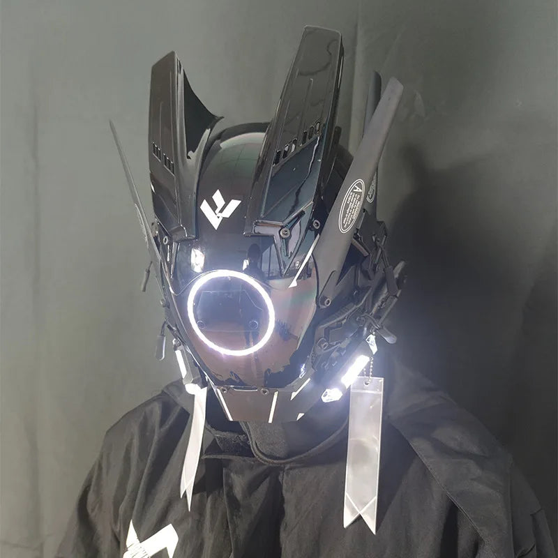 Máscara Cyber punk LED peinado trenza Halloween Navidad juego de rol casco fiesta regalo para adultos ﻿