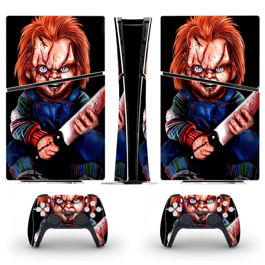 Child's Play Chucky PS5 Slim Digital Skin Sticker Decal Cover for Console and 2 Controllers New PS5 Slim Skin Sticker Vinyl