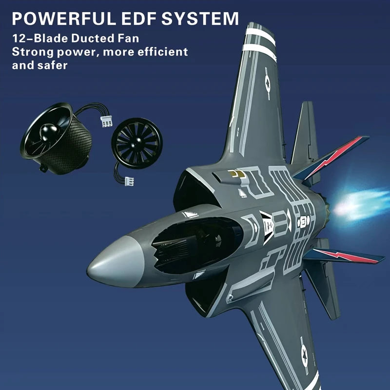 Avión RC F‑35 Lightning, modelo con ventilador canalizado de 40 mm, estructura de EPP, giroscopio de 6 ejes, 2.4G, 4 canales, acrobacias con un solo toque, RTF