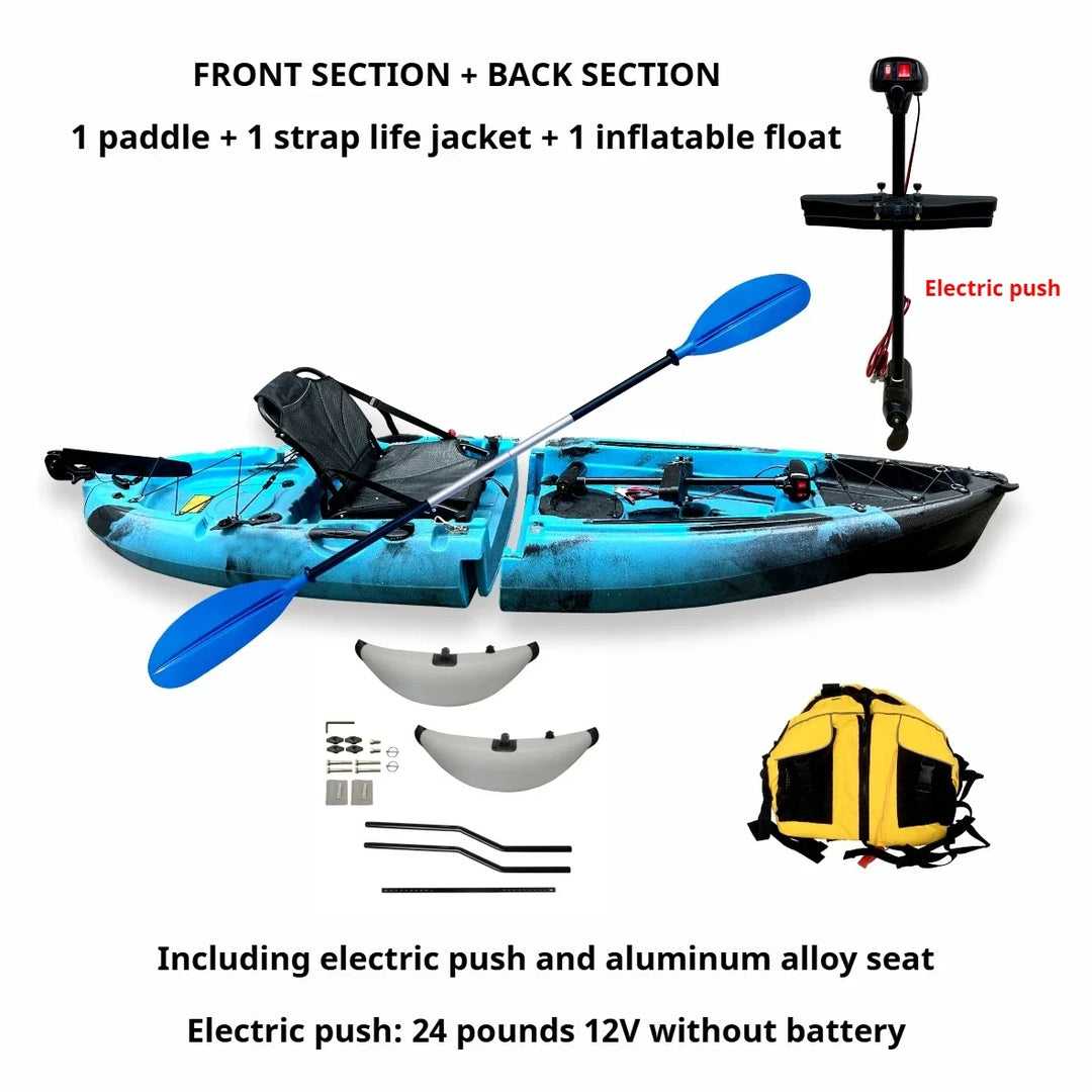 Kayak LLDPE portátil 2025 con canoa eléctrica impulsada por Pedal de carcasa dura dividida para Solo Tandem Lake Sea Adventures montaje Modular