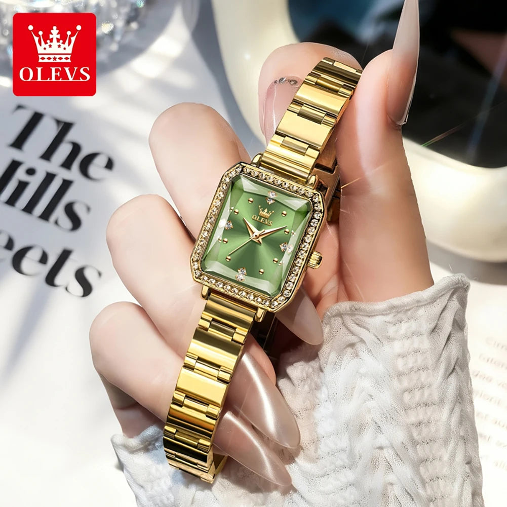 Reloj OLEVS 5688 Original Elegante para Mujer, Cuadrado, Movimiento de Cuarzo Importado, Resistente al Agua, Super Luminoso, Reloj de Pulsera para Mujer
