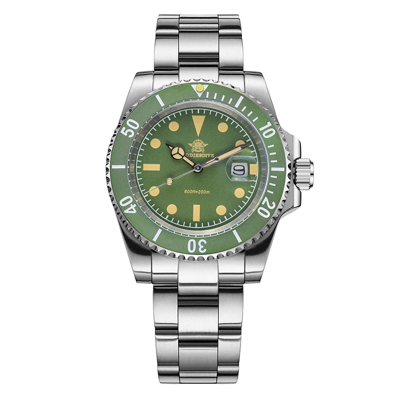 Reloj de cuarzo ADDIESDIVE para hombre, 41 mm, lujo, bisel de cerámica, acero inoxidable 316L, luminoso C3, reloj de buceo resistente al agua 200 m AD2054