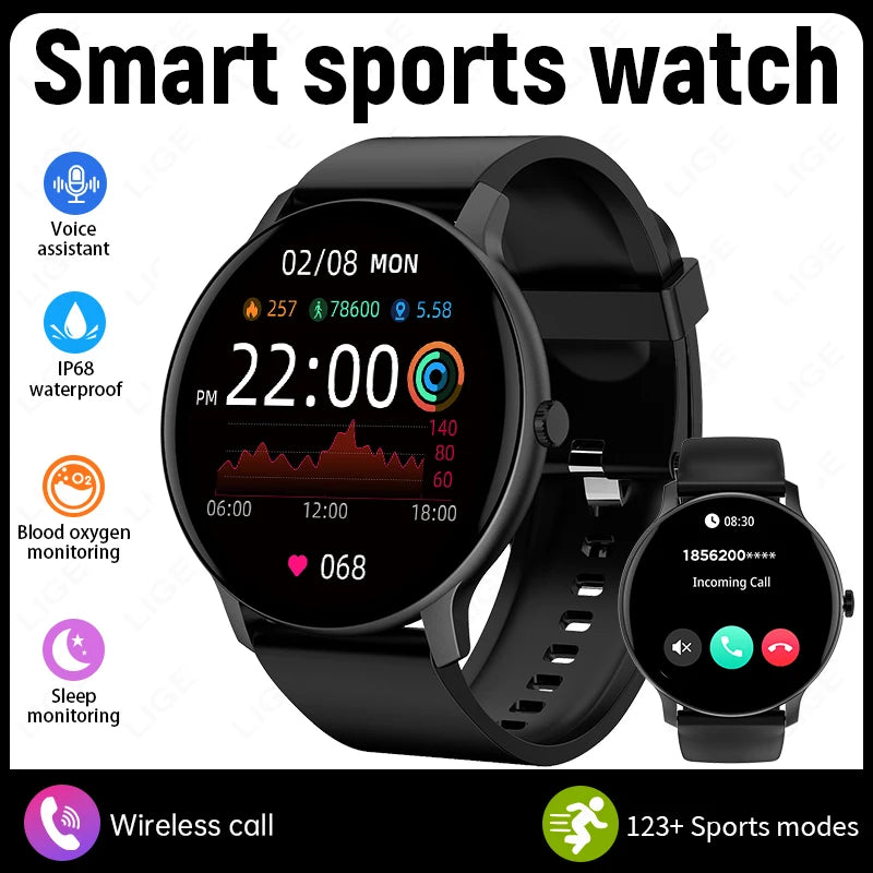 LIGE Nuevo Reloj Inteligente para Mujer Llamada Bluetooth Pronóstico del Tiempo en Tiempo Real Relojes Deportivos para Mujer Reloj Inteligente para Hombre y Mujer para Android iOS