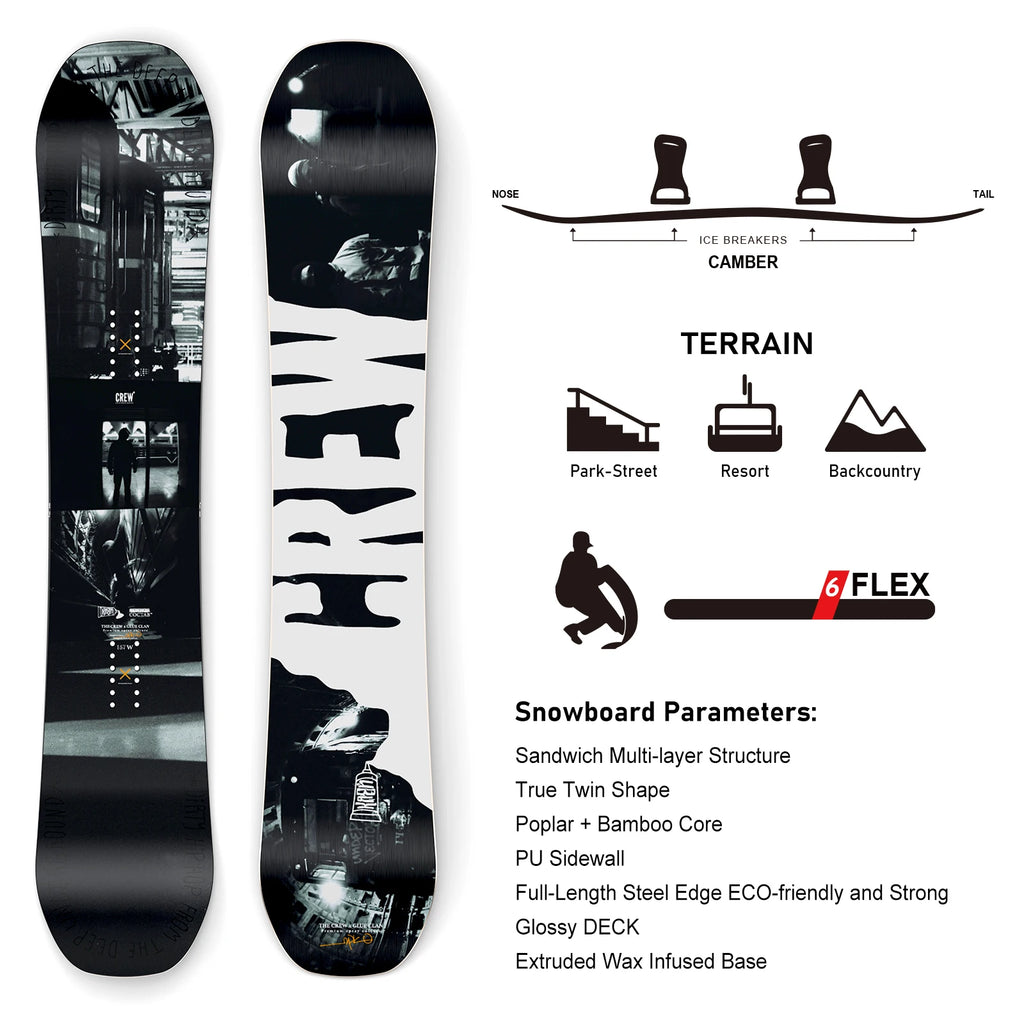 Tabla de snowboard XCMAN para principiantes, todo terreno, forma True Twin, curvatura/Rocker, Flex-6