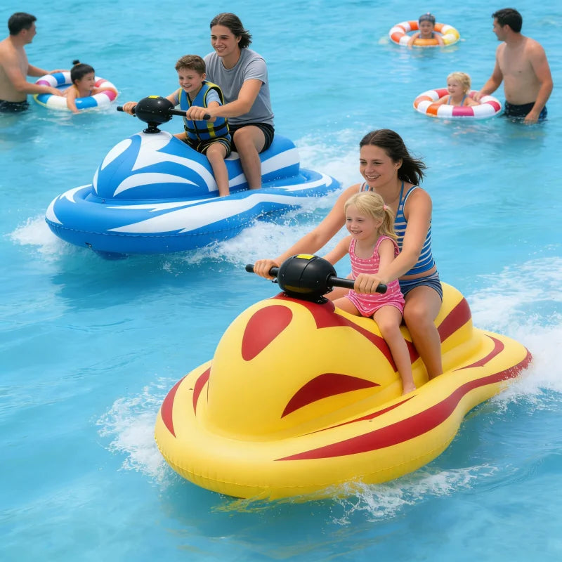 Moto acuática eléctrica inflable, con una velocidad de 6 a 8 km/h, resistente al agua (IPX7), ideal para niños y adultos, un juguete motorizado para la piscina.