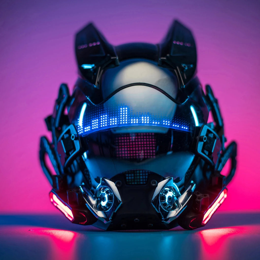 APP Cyberpunk Mask LED Custom Con El contenido personalizado es controlado por la aplicación, ropa técnica futurista, máscara de cosplay de Halloween