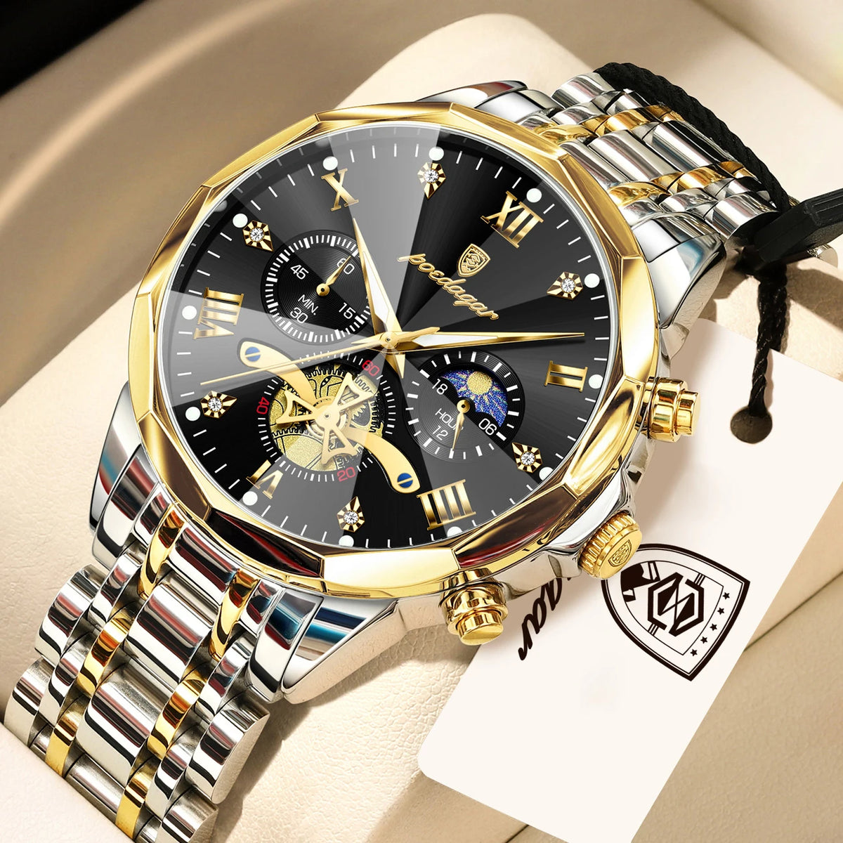 Reloj de lujo original para hombre POEDAGAR, resistente al agua, luminoso, cronógrafo, de acero inoxidable, de cuarzo, para negocios, Reloj Hombre