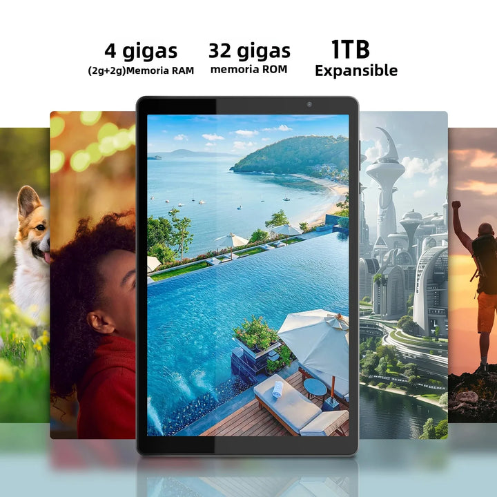 Último tableta Android 14, tableta de 10 pulgadas, procesador de cuatro núcleos, WiFi 5G, 4 GB de ROM + 32 GB de RAM, resolución de 1280*800, batería de 6000 mAh