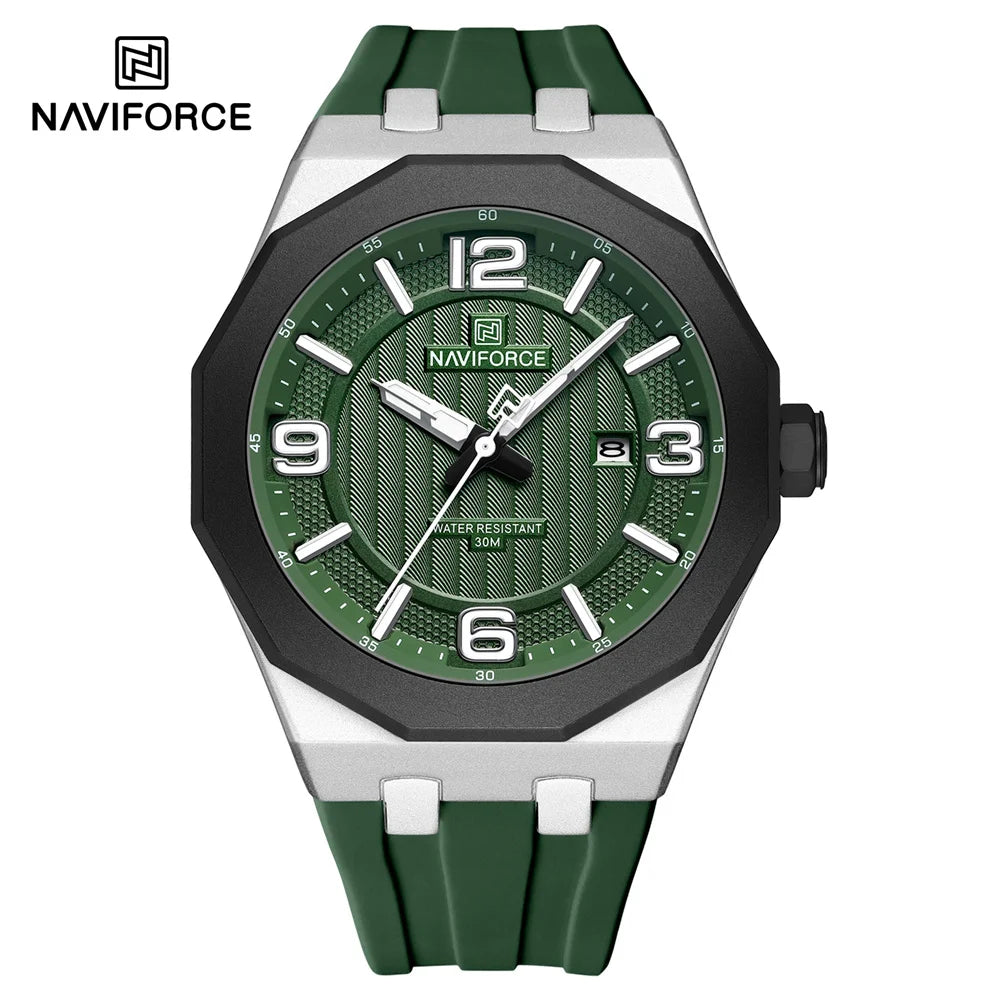 NAVIFORCE Men Wristwatch Top Brand Luxury Clear Business Watch Silicone Sport Military Original Quartz Male Clock Gift 8079