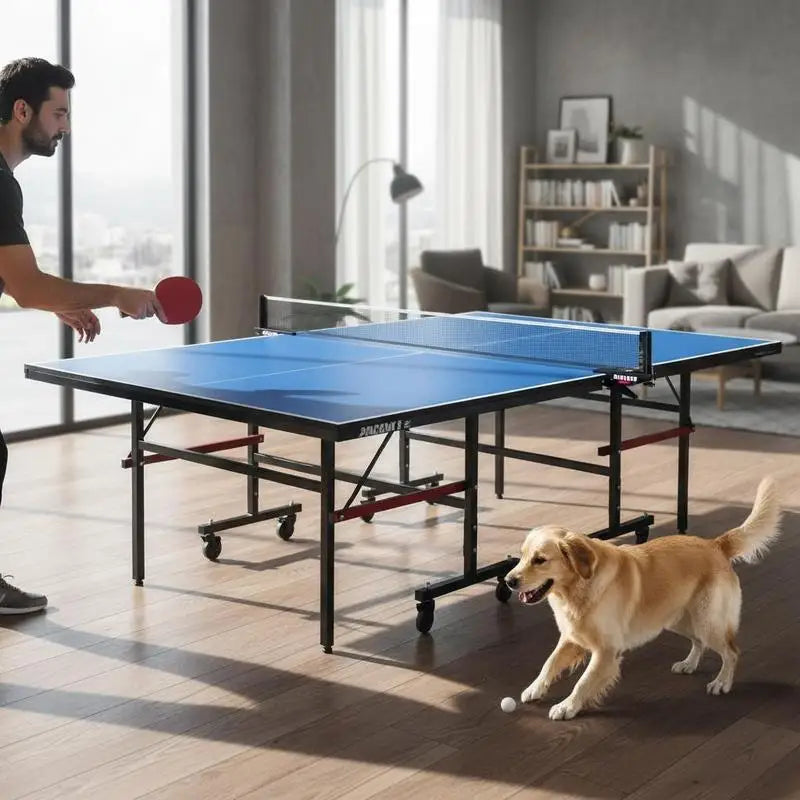 Mesa de ping pong plegable de MDF, tablero de 25 mm, ruedas bloqueables, red rápida, montaje en 10 minutos, interior, envío a Europa