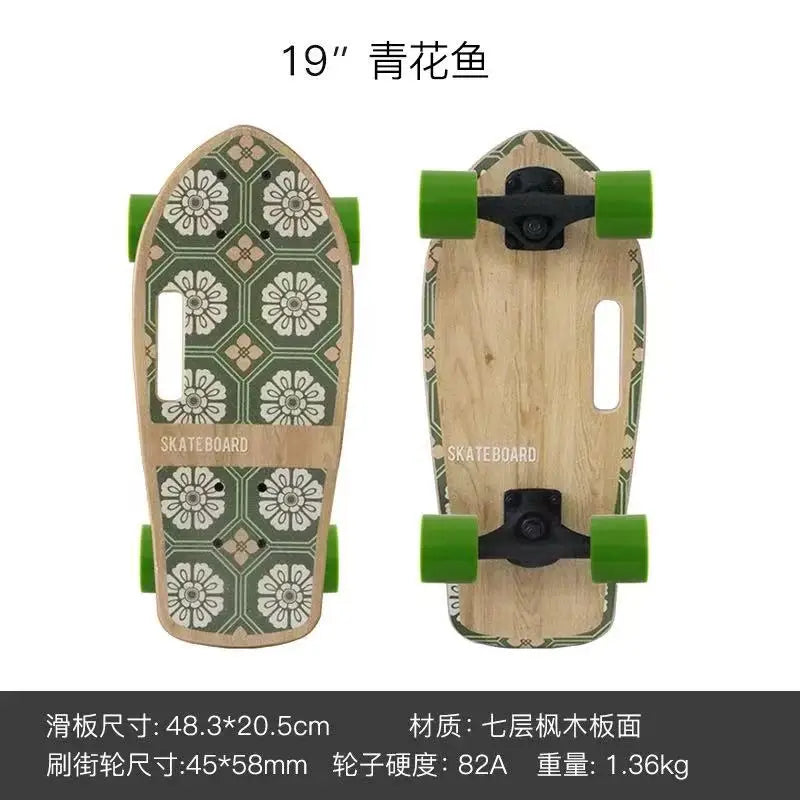 Mini monopatín portátil de 19 pulgadas, monopatín completo de arce, tabla de patín Drift Cruiser de alta velocidad para niños, adultos, principiantes, perro mascota