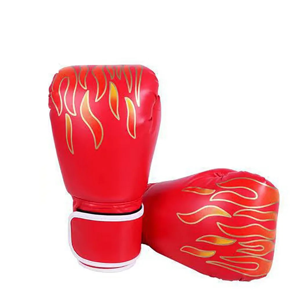 Guantes de Kickboxing Muay Thai de Cuero PU Rojo/Azul, Guantes de Sparring Transpirables Unisex para Boxeo y Deportes en Casa