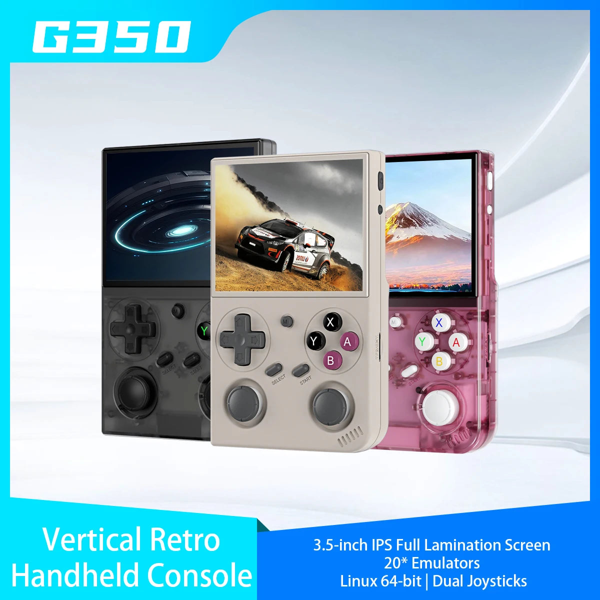 Consola de juegos portátil retro G350, sistema Linux de 64 bits, pantalla IPS de 3,5", RK3326, consola portátil de 3200 mAh, consola de videojuegos retro