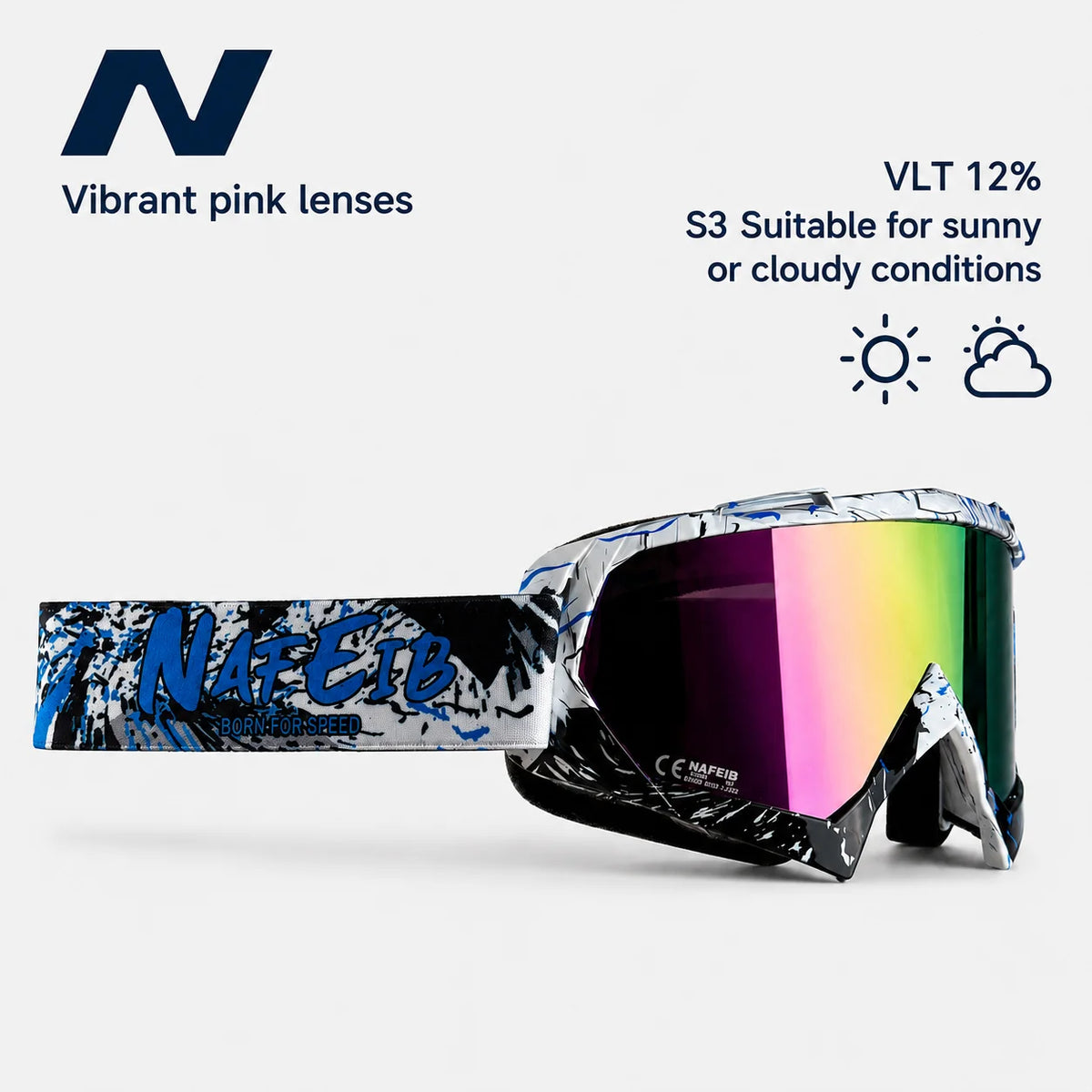 Gafas de Esquí, Aptas para Esquí y Snowboard, Gafas de Motociclismo para Todas las Estaciones, Equipadas con Lentes Anti-UV HD UV400