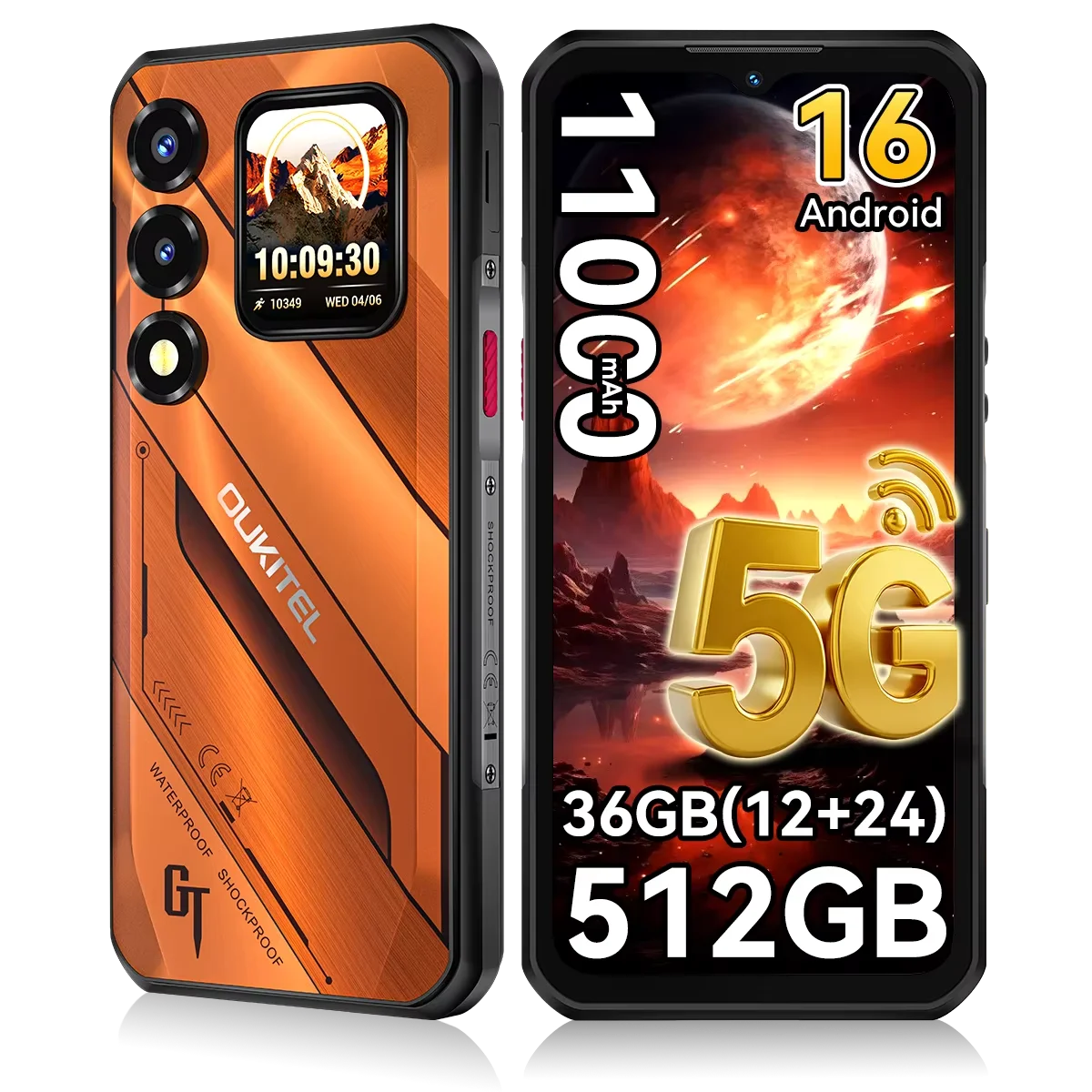 [Envío desde España] Smartphone Oukitel WP66, 36 GB (12+24) de RAM + 512 GB de ROM, doble pantalla, procesador Dimensity 7000 5G, pantalla FHD+ de 6,6" a 120 Hz, batería de 11 000 mAh, 33W, cámara de 100 MP, NFC