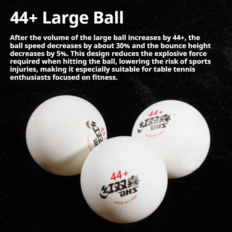 DHS 44mm + pelotas de tenis de mesa ABS nuevo Material pelotas de Ping Pong de entrenamiento y Fitness de gran tamaño 6 unids/caja pelota de tenis de mesa con costura