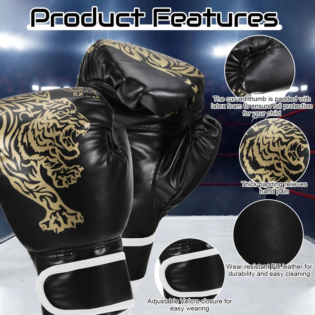 Guantes de boxeo para adultos, guantes de lucha de cuero PU transpirables, guantes de entrenamiento de boxeo para niños, guantes de Kickboxing para gimnasio, deporte interior y exterior