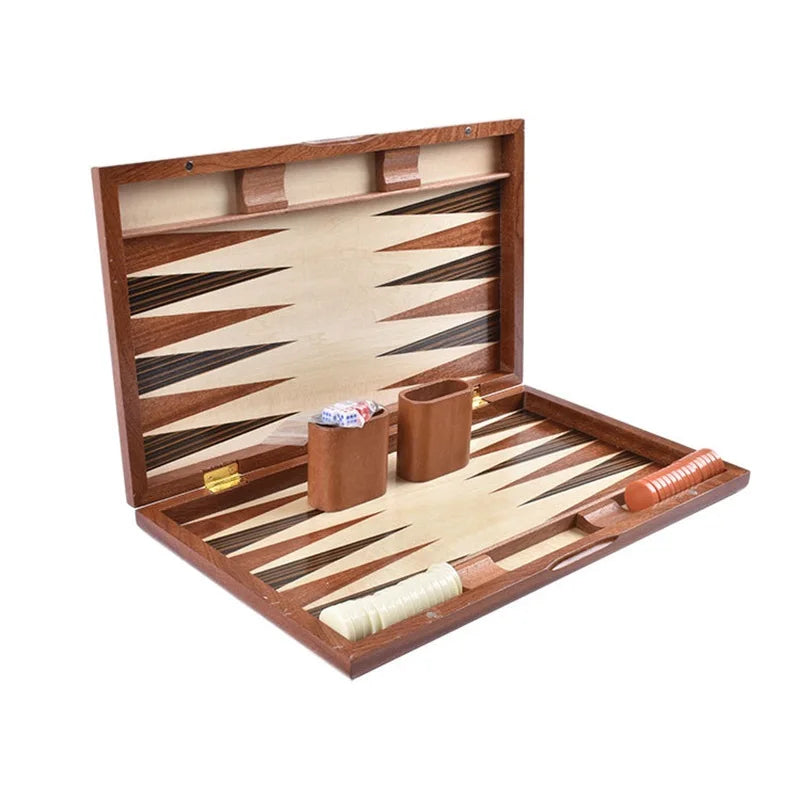 Juego de ajedrez y backgammon de lujo de madera de 11-17 pulgadas, tablero de backgammon grande plegable, ajedrez profesional hecho a mano, juego de mesa familiar, regalo