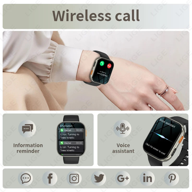Reloj inteligente LIGE AMOLED para hombre, pantalla de 2.04, llamadas Bluetooth, monitor de salud, resistente al agua IP68, reloj inteligente deportivo para mujer, nuevo para Android iOS