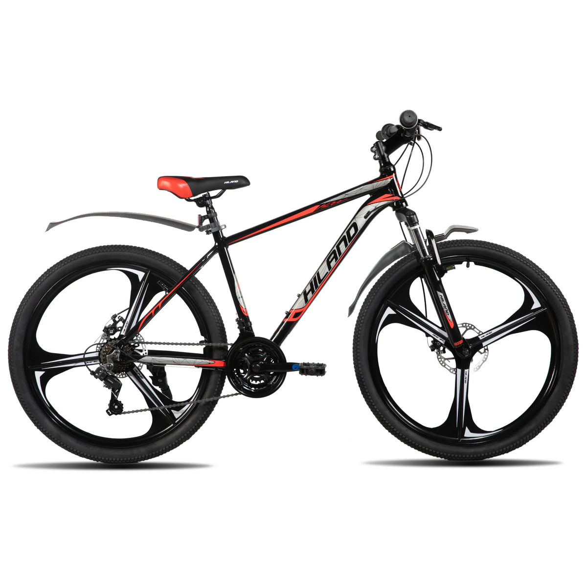 Bicicleta de montaña HILAND, 3 radios, transmisión de 18 velocidades, cuadro de aluminio, ruedas de 26 pulgadas, bicicleta con frenos de disco para hombres y mujeres, MTB para hombre