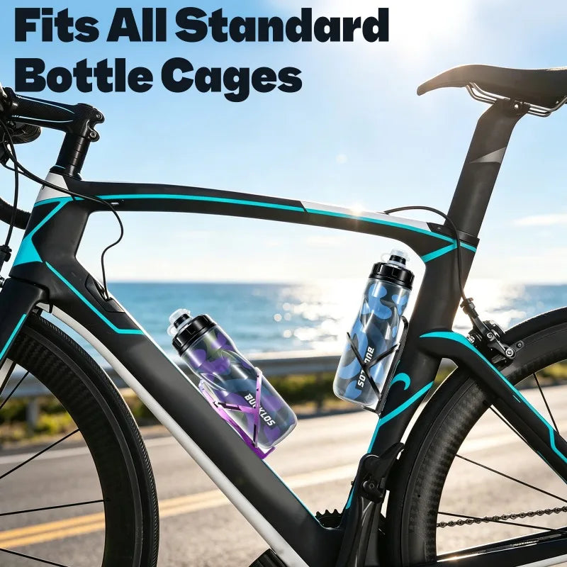 Botella de agua aislada para bicicleta BUCKLOS, 610 ml, sin BPA, con protección contra el hielo, botella de agua con sistema de apretar, a prueba de fugas, para bicicleta de carretera.