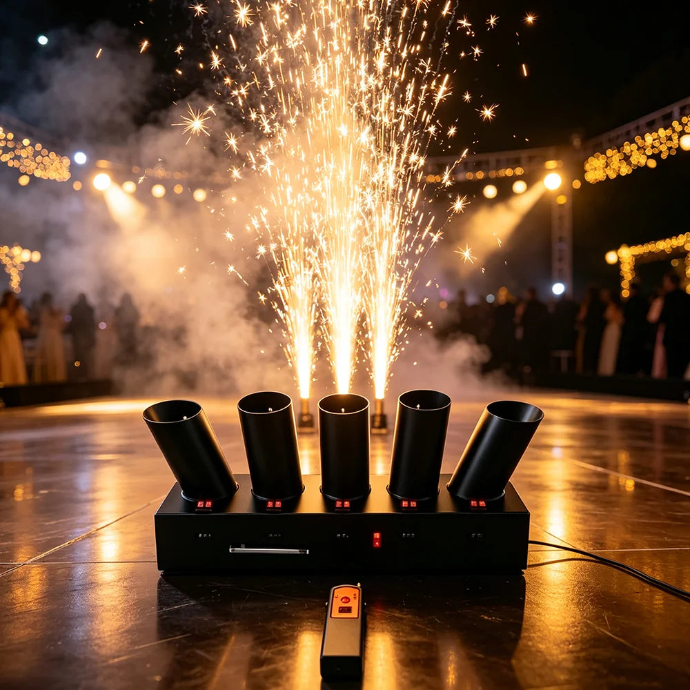 Máquina de Chispas Pirotécnicas Frías con Control Remoto para Bodas, Fiestas, Celebraciones al Aire Libre y Revelación de Género