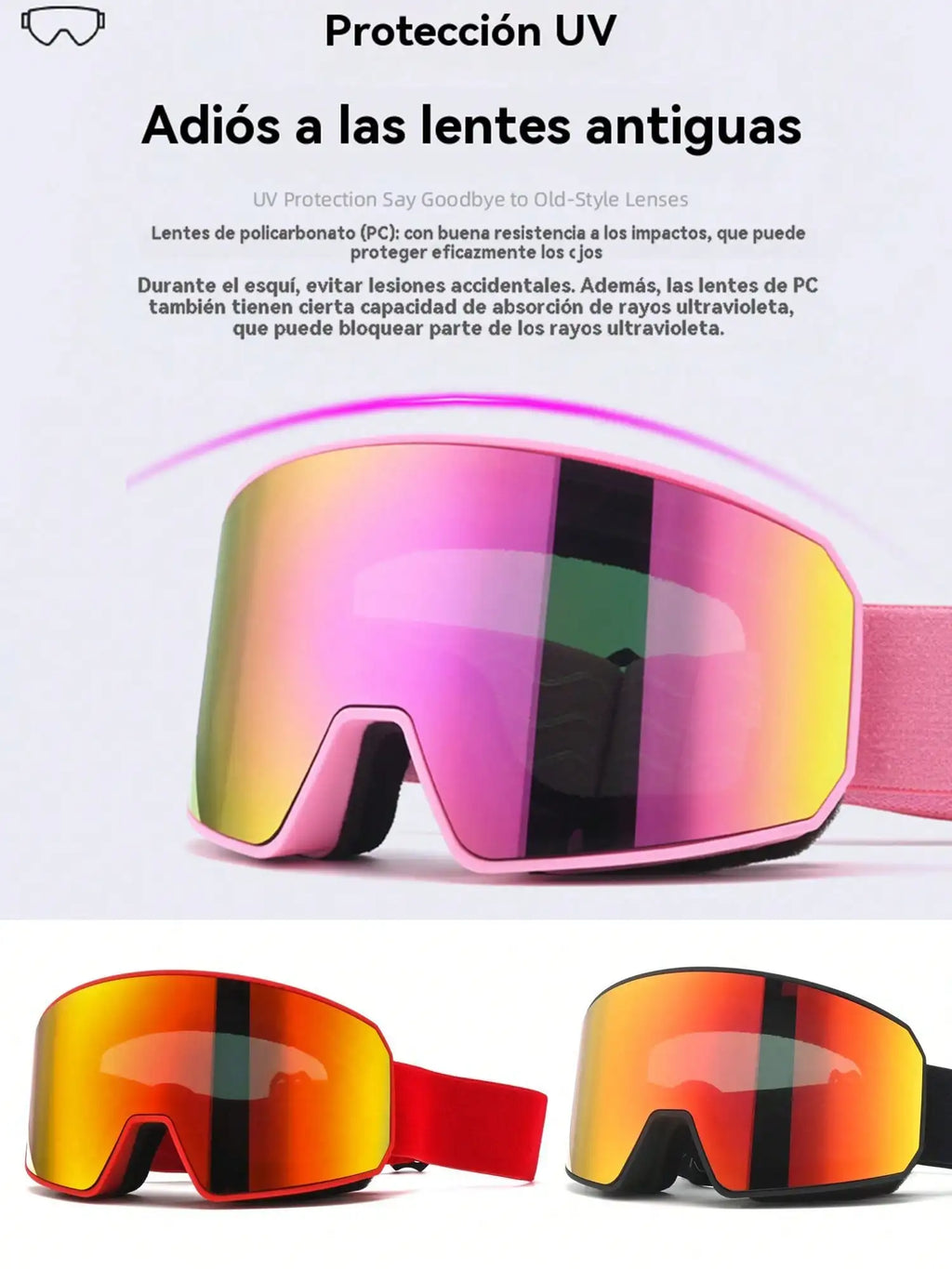 Gafas de Esquí Antivaho de Doble Capa, Gafas Deportivas para Exteriores con Protección UV, Equipo de Protección Ocular para Senderismo en Nieve y Montaña