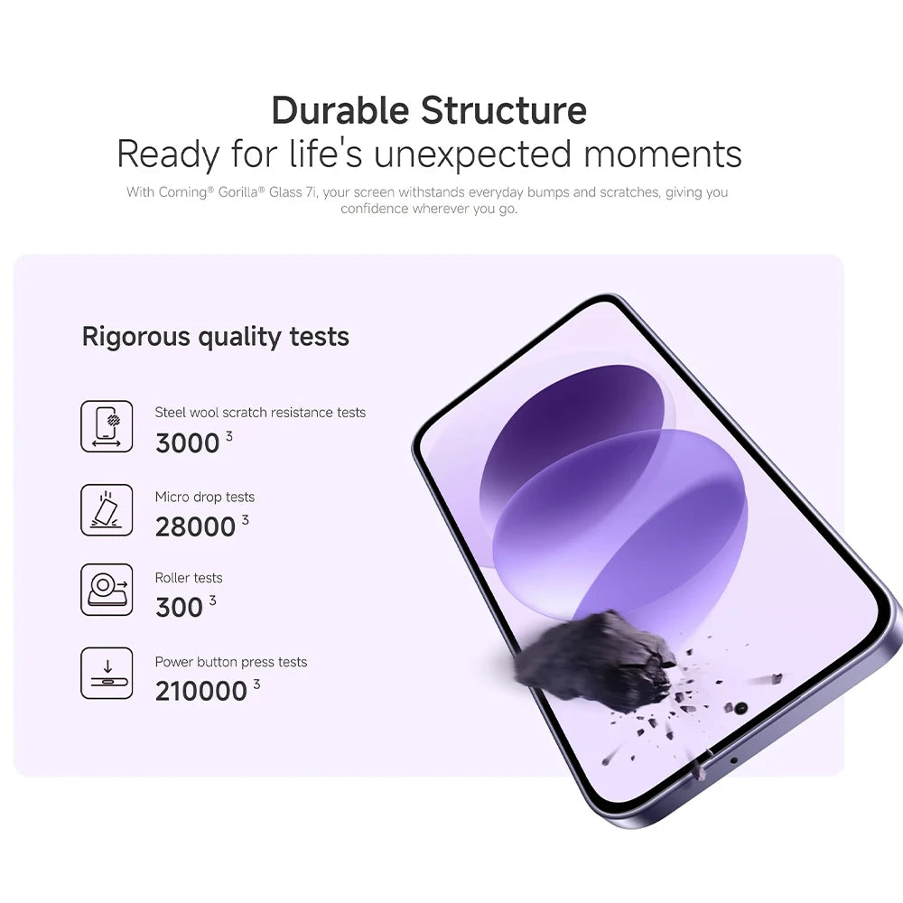 Versión global del smartphone Redmi Note 17 5G, pantalla AMOLED de 6.99", batería de 7700 mAh, potente procesador Snapdragon 4 Gen 4, Corning Gorilla Glass 7i, con tecnología Xiaomi HyperOS