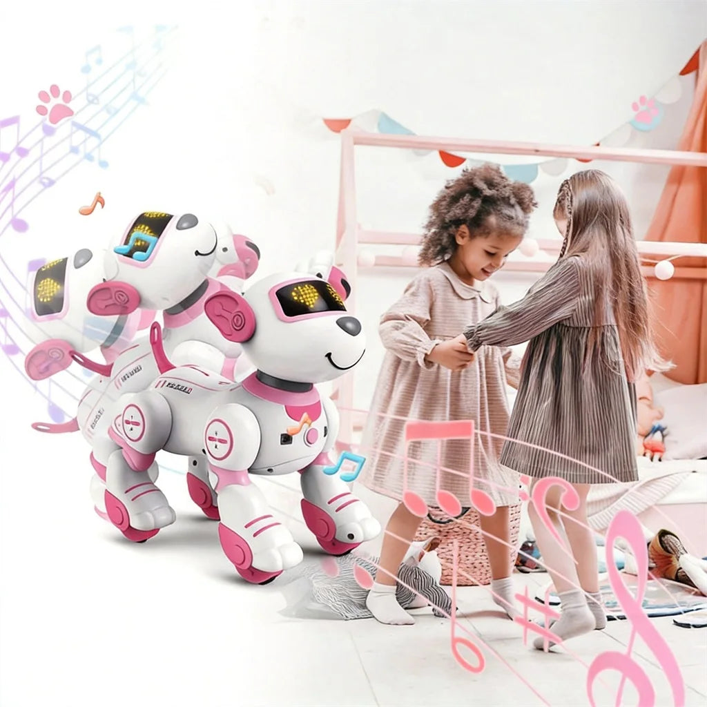 Juguete de perro robot interactivo con control remoto, mascota programable con respuesta táctil, seguimiento inteligente, música de baile, 17 modos, juguete STEM para niños