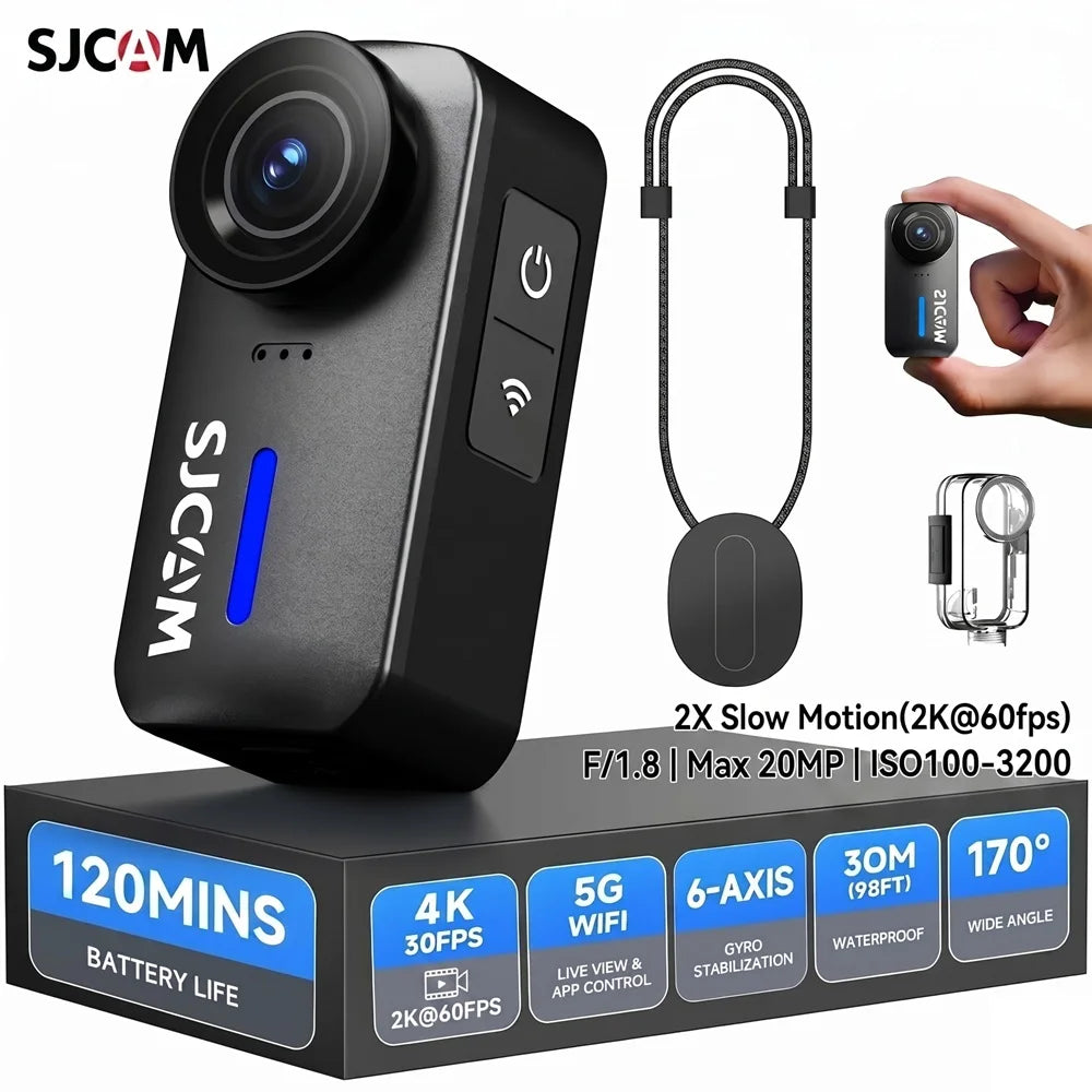 Cámara de Acción SJCAM C110 Plus 4K con Estabilización Giroscópica 170 °   Cámara Vlog Impermeable de Gran Angular para Streaming, Ciclismo y Buceo al Aire Libre