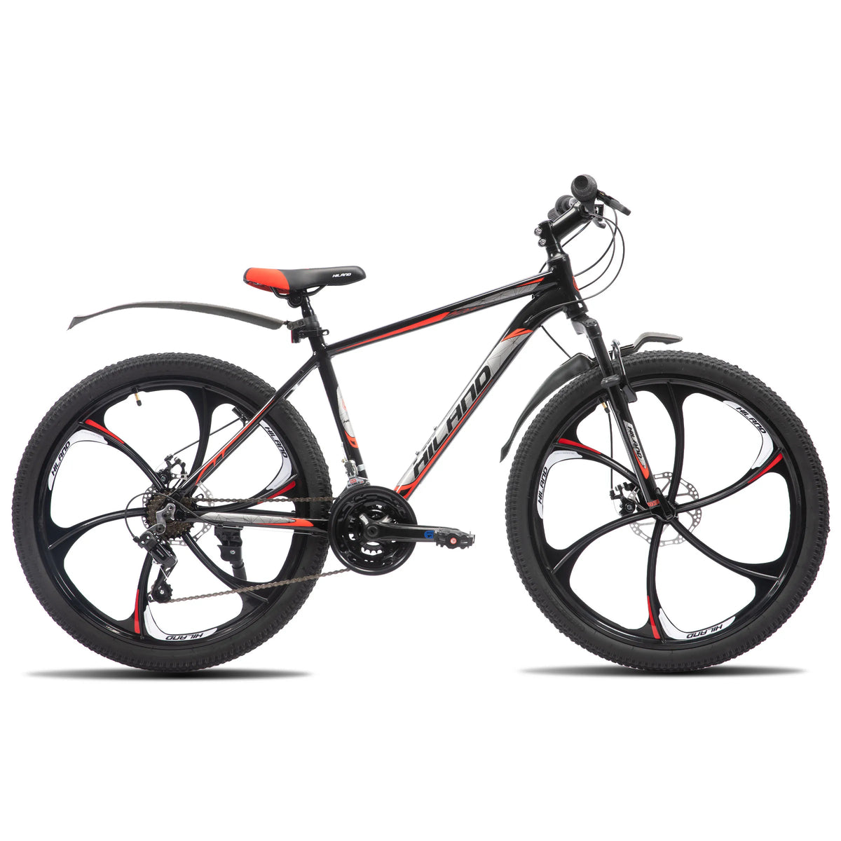 Bicicleta de montaña HILAND de 6 radios, transmisión de 18 velocidades, cuadro de aluminio, ruedas de 26 pulgadas, bicicleta con freno de disco para hombre y mujer, MTB para hombre