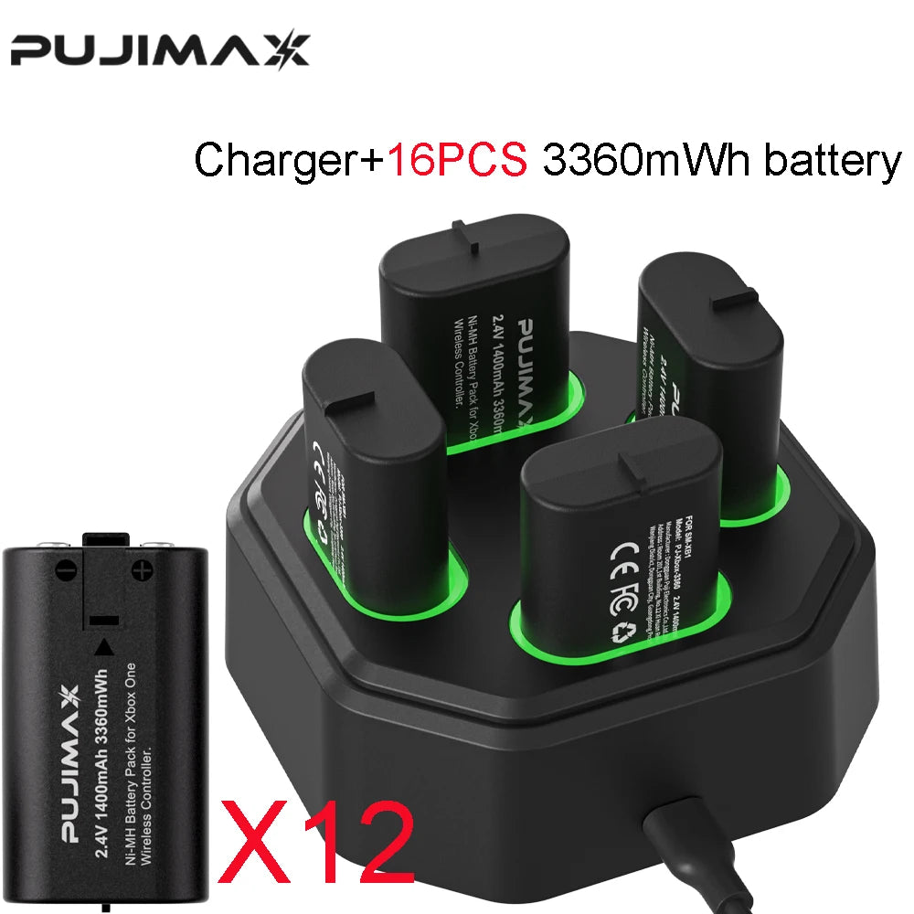 Paquete de baterías recargables PUJIMAX 3360mWh Ni-MH para XBOX Serie S/X y XBOX ONE S/X/Elite con cargador + cable de carga