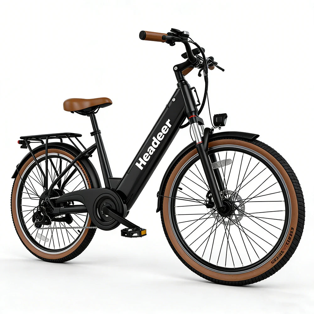 Bicicleta eléctrica urbana Headee BD26195, batería de 48V 11.5Ah, motor de 350W, velocidad máxima de 35 km/h, autonomía de 80 km, soporte de moda