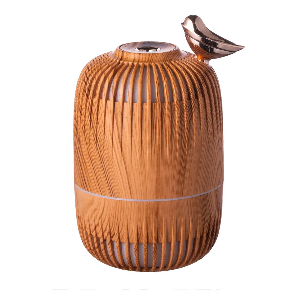 Humidificador Ultrasónico Mini con Diseño de Madera Mengniu, Humidificador de Doble Uso para Oficina y Hogar, Rociador Humectante con Luz Ambiental para el Cuidado del Aire