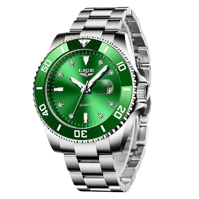 LIGE Nuevo reloj de lujo para hombre, marca superior, reloj de pulsera de cuarzo a la moda, informal, de negocios, resistente al agua 30M, luminoso, reloj para hombre