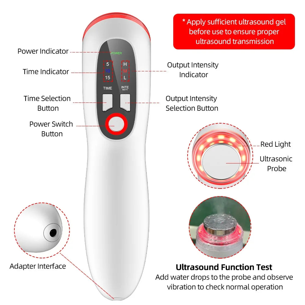 Máquina Ultrasónica Mini para Uso Doméstico, Masajeador Ultrasónico para Cara, Cuello y Cuerpo, Dispositivo de Belleza para Lifting Facial y Reafirmación de la Piel, Relajación Corporal