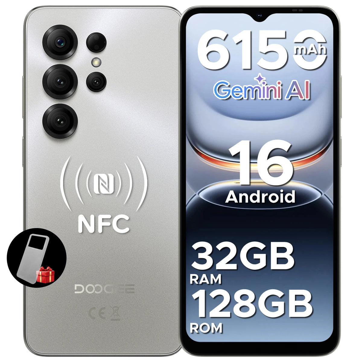 Smartphone Android DOOGEE Note56X Pro VIP Edition 16" Batería 6150 mAh 32 GB RAM (4 + 28) 128 GB ROM Compatible con Google Pay