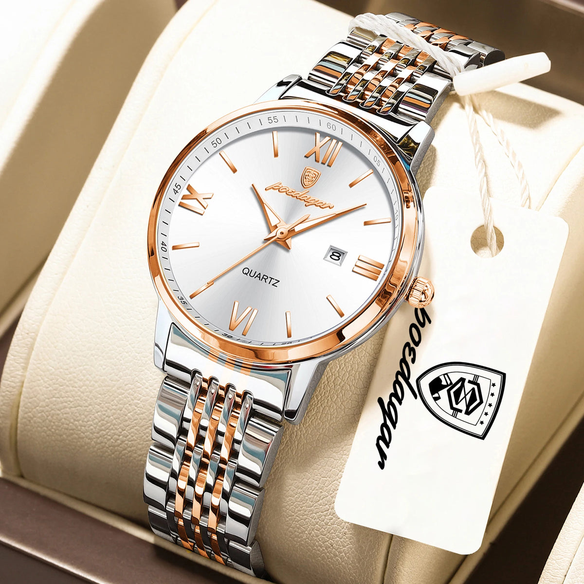 Reloj de mujer de moda POEDAGAR, resistente al agua, luminoso, con fecha, reloj para dama de alta calidad, exquisito reloj de cuarzo para mujer de acero inoxidable