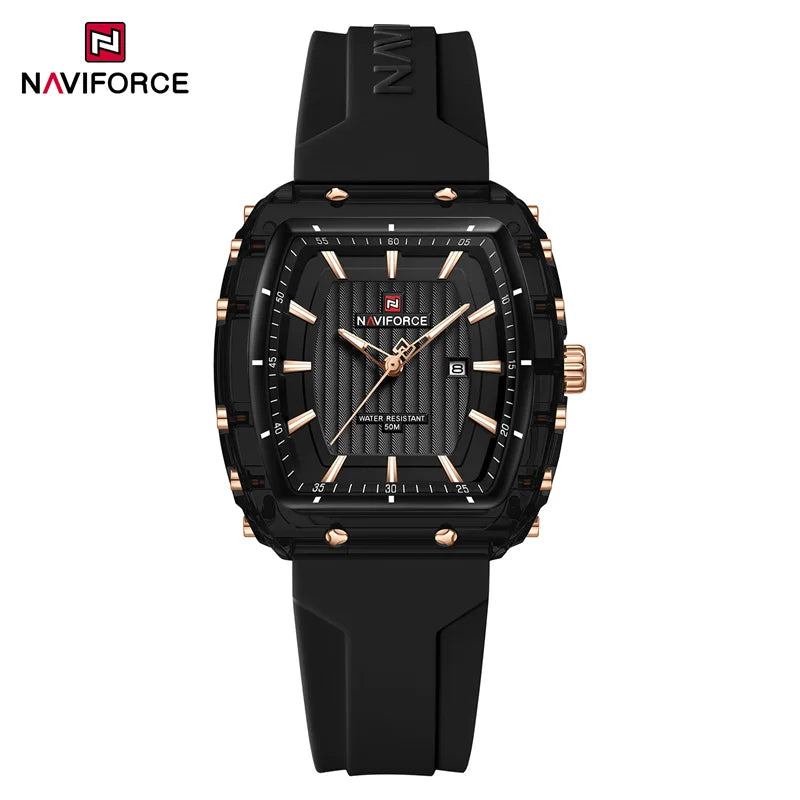 Reloj de mujer NAVIFORCE de cuarzo con calendario, resistente al agua 30M, elegante reloj de pulsera de lujo para uso diario, reloj para dama.