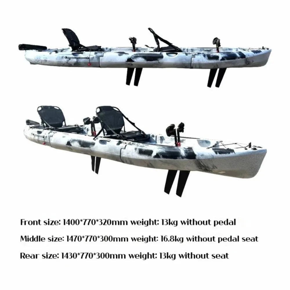 Kayak LLDPE portátil 2025 con canoa eléctrica impulsada por Pedal de carcasa dura dividida para Solo Tandem Lake Sea Adventures montaje Modular