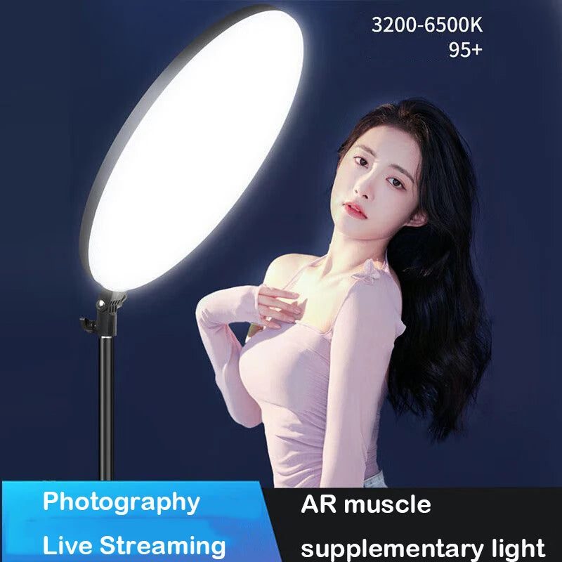 Kit de luz LED para vídeo de gran tamaño, 45CM, regulable, 3200-6500K, iluminación de fotografía con Control remoto, soporte de 2,1 M, CRI 95 + luz de estudio