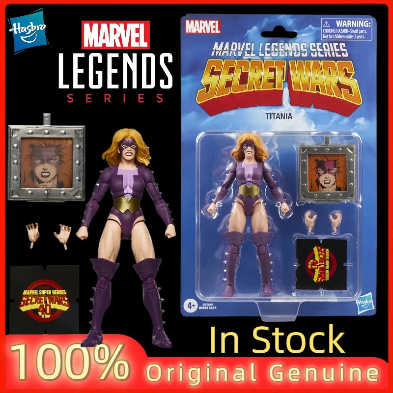 En Stock, Figura de Acción de Anime y Cómics de la Serie Marvel Legends Secret Wars Titania de Hasbro, 15 cm, con Empaque Retro