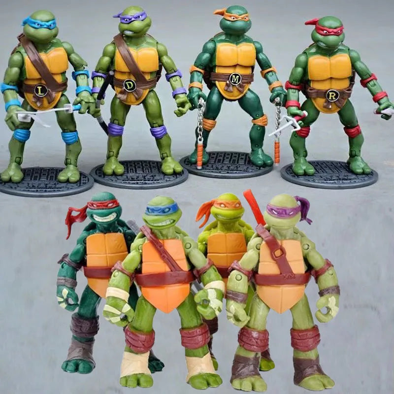 Set de 4 figuras de acción de las Tortugas Ninja, modelo de PVC, muñecos de colección, juguetes de regalo para niños