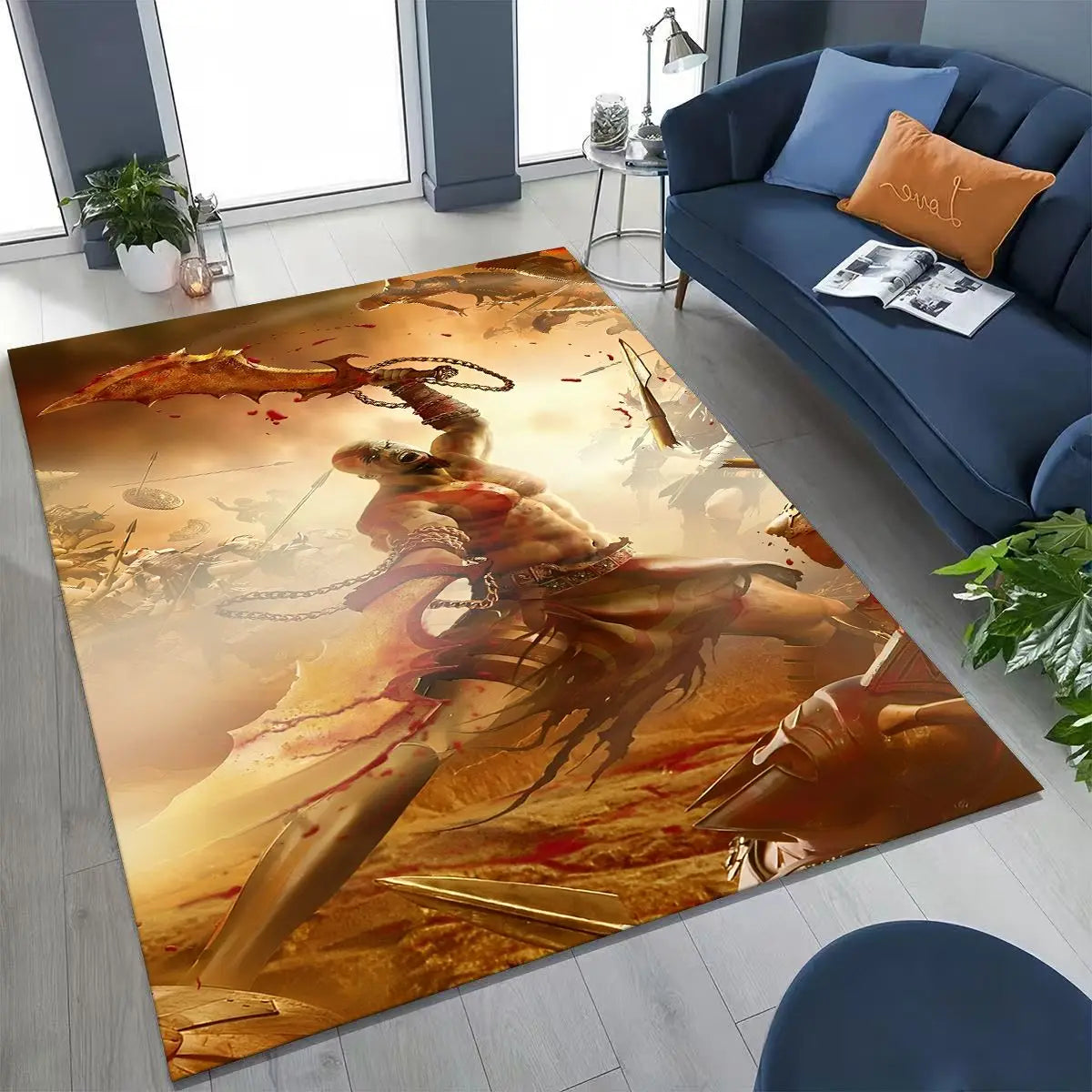 Alfombra de juego 3A de Kratos de God of War Classics para dormitorio, sala de estar, sofá, felpudo de decoración para el hogar, alfombrilla grande antideslizante para juegos de niños