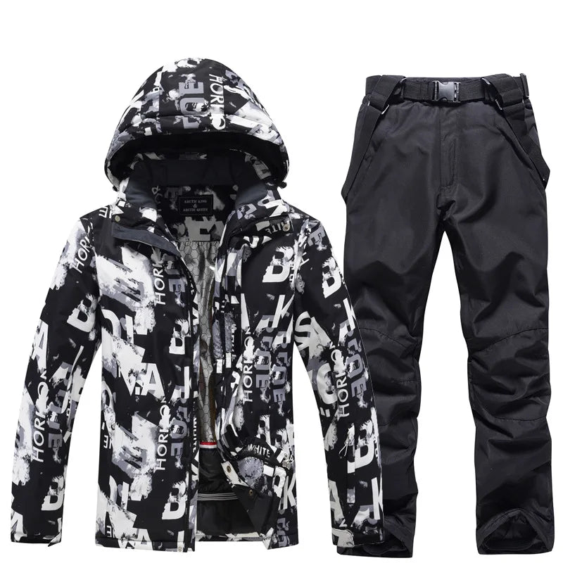 Conjunto de chaqueta y pantalones de esquí al aire libre de invierno para hombre, conjunto de traje de esquí térmico grueso, ropa de montaña para nieve, ropa de snowboard nueva