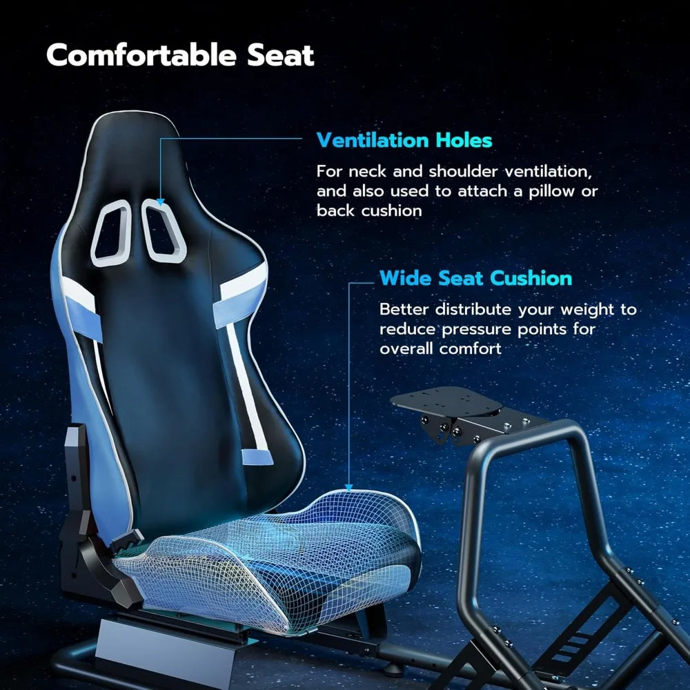 Cockpit de simulación de carreras con soporte para volante y asiento ajustable para juegos de PS5, PS4 y PC