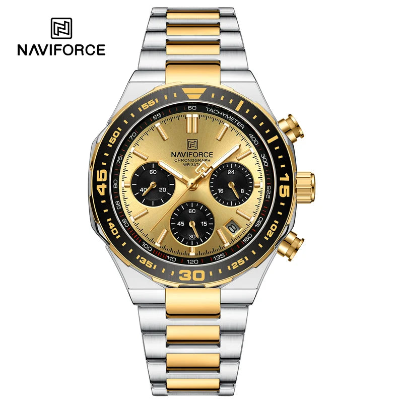 Reloj NAVIFORCE 2024 para hombre, resistente al agua, estilo casual de negocios, con fecha, manecillas luminosas, cuarzo, cronógrafo, correa de acero inoxidable