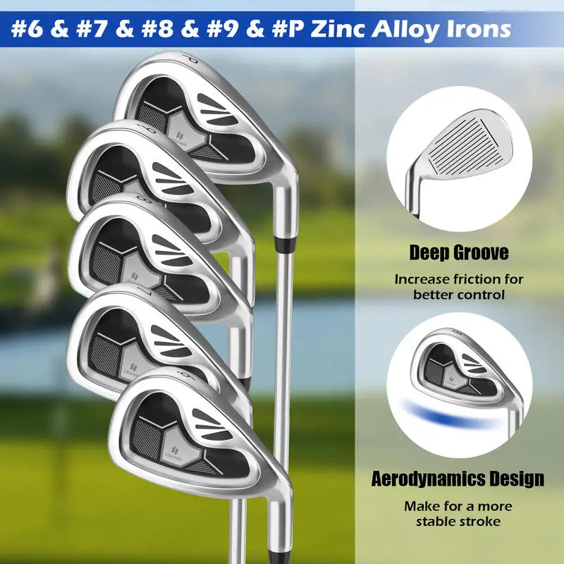 Juego Completo de 9 Palos de Golf para Hombre - Gris